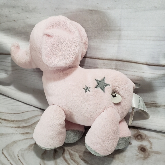 Carters Waggy Pink Elephant 10" Musical Plush Gray Stars Twinkle Little Star 17 - Picture 3 of 10